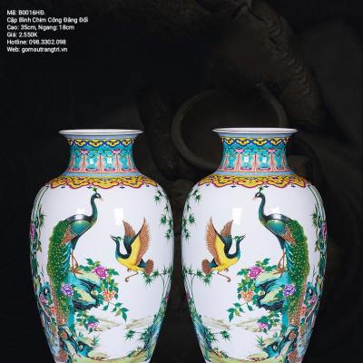 CẶP BÌNH CHIM CÔNG ĐĂNG ĐỐI - SẢN PHẨM SỨ XƯƠNG CAO CẤP